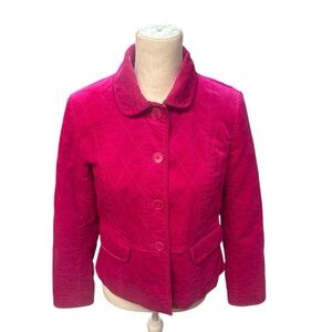 Talbots Women's Pink Quilted Velvet Jacket Size 10 Petite